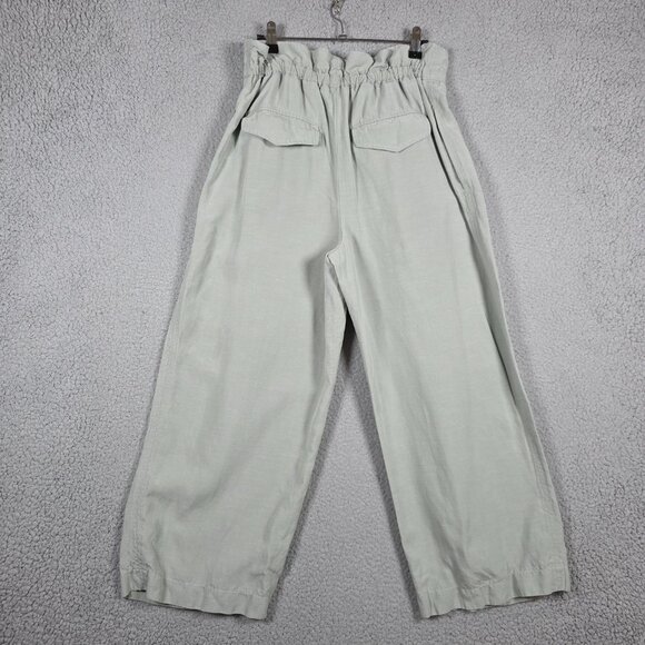 Club Monaco Pull On Pant Size 6 Wide Leg Woven Linen Cropped Relaxed Chic - Picture 4 of 12